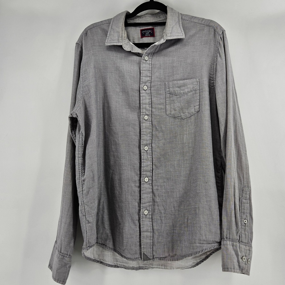 UNTUCKIT Mens Large Slim Fit Gray Long Sleeve Button Down Shirt Business Casual